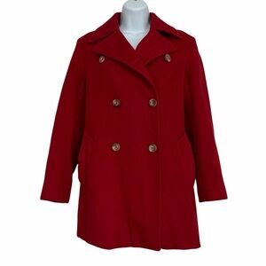 MaxMara Red Wool Peacoat Size 6 Jacket Winter Classic Timeless Old Money Luxury